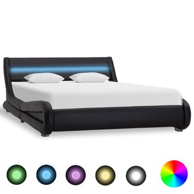 vidaXL Cadre de lit avec LED Noir Similicuir 120 x 200 cm - 285728 - 8719883749983