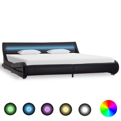 vidaXL Cadre de lit avec LED Noir Similicuir 180 x 200 cm - 285731 - 8719883750019