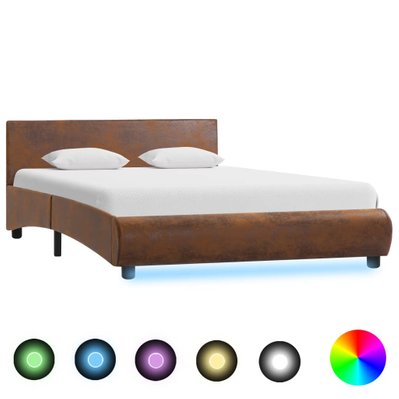 vidaXL Cadre de lit avec LED Marron Tissu 120 x 200 cm - 285506 - 8719883747767