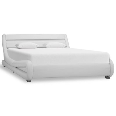 vidaXL Cadre de lit avec LED Blanc Similicuir 160 x 200 cm - 285736 - 8719883750064