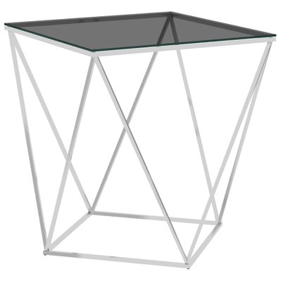 vidaXL Table basse Argenté et noir 50x50x55 cm Acier inoxydable - 289033 - 8720286011096