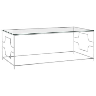 vidaXL Table basse Argenté 120x60x45 cm Acier inoxydable et verre - 289029 - 8720286011058