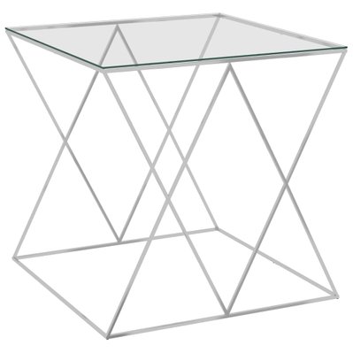 289018 vidaXL Coffee Table Silver 55x55x55 cm Stainless Steel and Glass - 289018 - 8720286010945