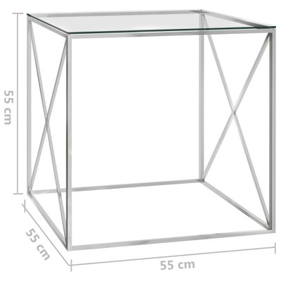 vidaXL Table basse Argenté 55x55x55 cm Acier inoxydable et verre - 289021 - 8720286010976