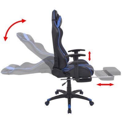 vidaXL Chaise de bureau inclinable avec repose-pied Bleu - 20166 - 8718475565215