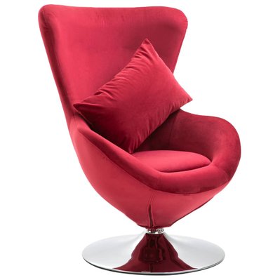 vidaXL Fauteuil Chaise pivotant en forme dâ€™Å“uf siège lounge design club sofa salon avec coussin - Rouge Velours - 248466 - 8719883566023