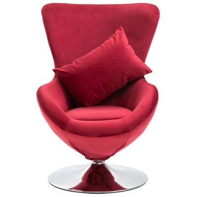 vidaXL Fauteuil Chaise pivotant en forme dâ€™Å“uf siège lounge design club sofa salon avec coussin - Rouge Velours - 248466 - 8719883566023
