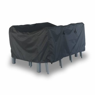 Housse de protection 150x125cm gris foncé - Bâche rectangulaire en polyester enduit PA pour tables de jardin Capua 150. Chicago