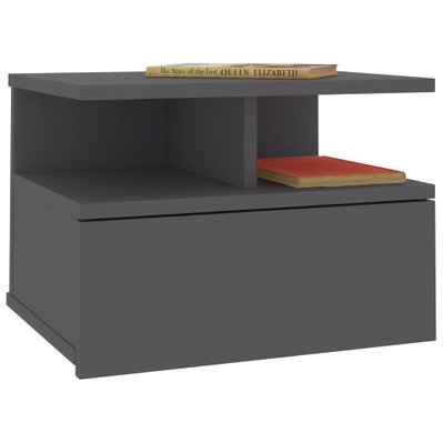vidaXL Table de chevet flottante Gris 40x31x27 cm Aggloméré - 800409 - 8719883738154