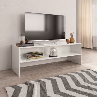 vidaXL Meuble TV Blanc brillant 120 x 40 x 40 cm Aggloméré - 800042 - 8719883672038
