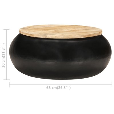 vidaXL Table basse Noir 68x68x30 cm Bois de manguier solide - 323533 - 8720286066867