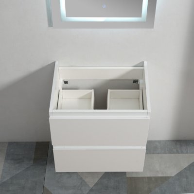 Meuble de salle de bain 2 Tiroirs - Blanc - Vasque - 60x46 cm - City - 1123 - 3760235387914