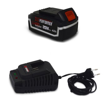 Batterie CONCEPT 20V Lithium 4 Ah compatible pour la gamme d'outils Electro-portatifs X-PERFORMER + Chargeur unclus