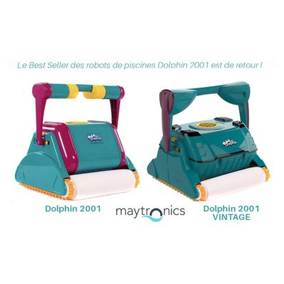 Robot de piscine dolphin 2001 vintage - brosses mousse, fond, parois et ligne d'eau - 42048 - 3701314100345