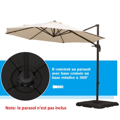 Pied de parasol lot de 4 dalles pour parasol à lester noir - 84D-070 - 3662970063798