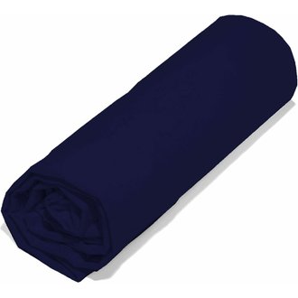 Drap Housse  140x200 cm  coton  Bleu Foncé hauteur bonnet 30