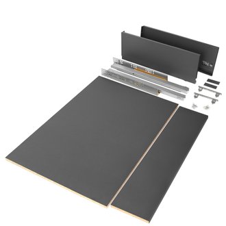 Emuca Kit de tiroir pour cuisine et salle de bain Vertex de hauteur 178 mm avec panneaux incluses., 900, Gris anthracite, 1 ut.