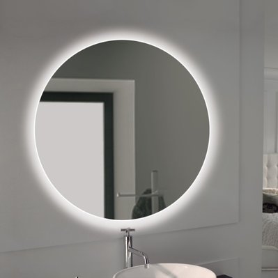 Emuca Miroir de salle de bain Cassiopeia avec éclairage décoratif à LED, diamètre 60 cm, AC 230V 50Hz, 20 W + 12 W, Aluminium - 5148220 - 8432393265223
