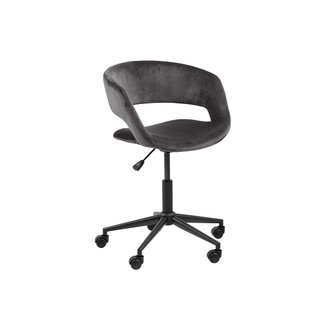 Chaise de bureau design en velours gris anthracite DRIFT