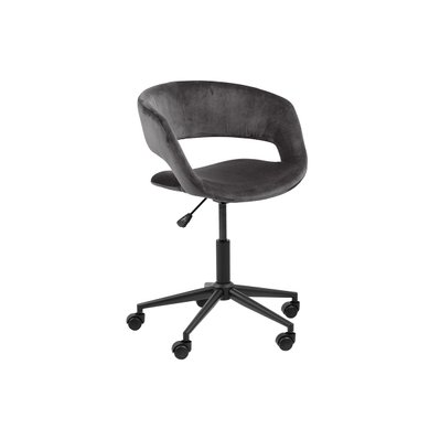 Chaise de bureau design en velours gris anthracite DRIFT - 49486 - 3662275117516