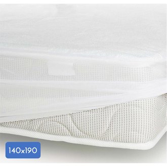 Protège matelas coton/polyester imperméabilisé - Blanc - 140x190 cm