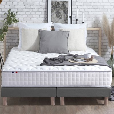 Ensemble Matelas Ressorts 7 zones COSMOS + Sommier - Made in France Dimensions - 160 x 200 cm, Sommier - Gris chiné - 3332990142772EAR3G105AB - 3332990142772