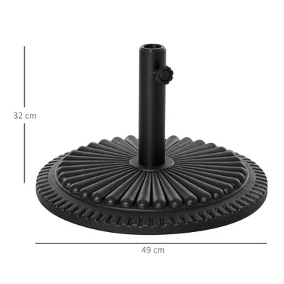 Pied de parasol rond motif rosace Ø 49 cm 15 Kg ciment HDPE noir - 84D-076 - 3662970064191