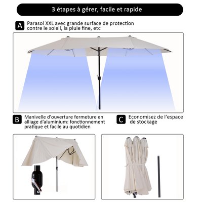 Grand parasol acier polyester haute densité - 84D-030V01CW - 3662970047293