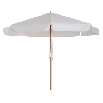 Parasol droit rond Ø 3,25 x 2,5H m bois de bambou crème