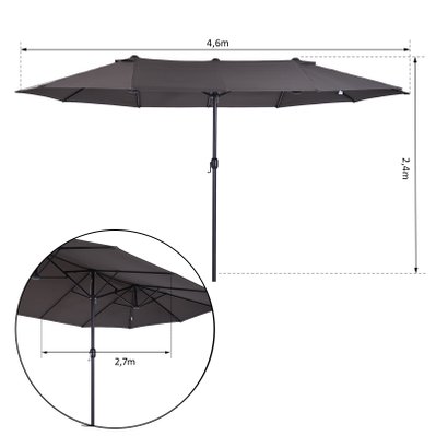 Grand parasol acier polyester haute densité - 84D-030V01GY - 3662970047279