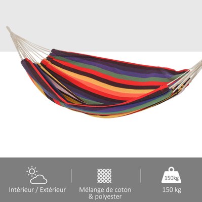 Toile de hamac avec sac transport coton polyester multicolore - 84A-197 - 3662970081297