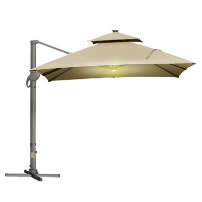 Parasol déporté LED carré double toit inclinable pivotant 360° beige - 84D-108 - 3662970079164