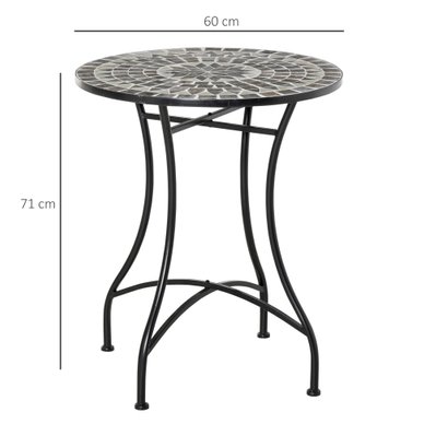 Table ronde style fer forgé bistro plateau mosaïque rose des vents - 84B-499 - 3662970081310