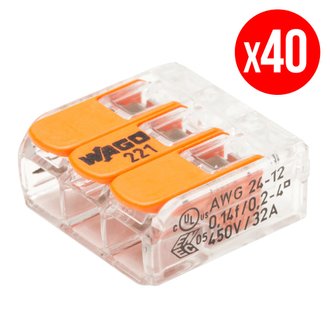 Pack de 40 mini-bornes de connexion rapide à levier - 3 entrées 