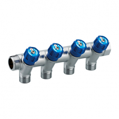 Collecteur de robinetterie intégrée bleue MF 20x27 mm - 4 départs mles - 15x21 mm - 3342978035200 - 3342978035200
