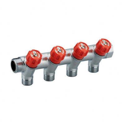 Collecteur de robinetterie intégrée rouge MF 20x27 mm - 4 départs mles - 15x21 mm - 3342978035231 - 3342978035231
