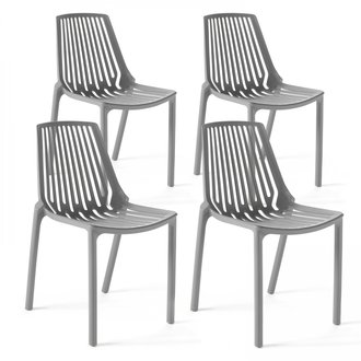 Lot de 4 chaises en plastique gris