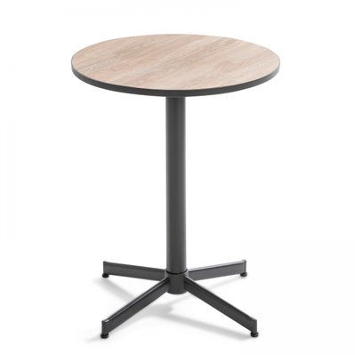 Tivoli - Table bistrot ronde en acier et céramique effet bois - 105315 - 3663095030733