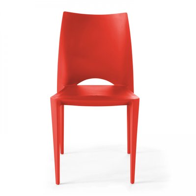 Lot de 4 chaises en plastique rouge - 103617 - 3663095015082