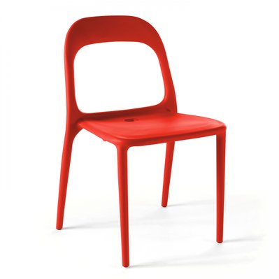 Lot de 4 chaises en plastique rouge - 103529 - 3663095014207