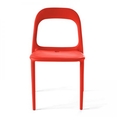 Lot de 4 chaises en plastique rouge - 103529 - 3663095014207