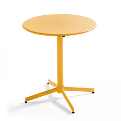 Table de jardin ronde bistro inclinable en acier jaune - Palavas - 105171 - 3663095029669