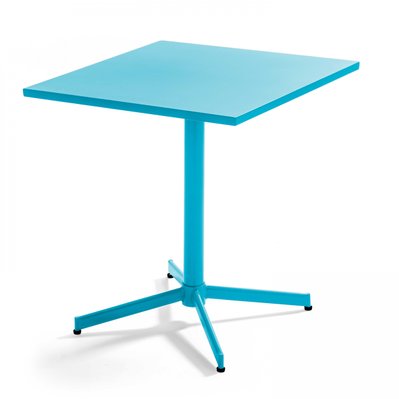 Table de jardin carrée bistro inclinable en acier bleu - Palavas - 105161 - 3663095029560