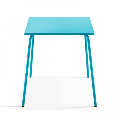 Palavas - Table carrée bistro en acier bleu - 104552 - 3663095023650