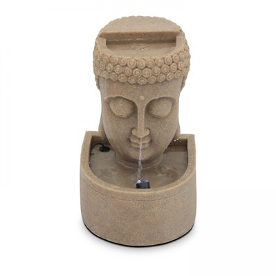 Fontaine tête de bouddha en pierre reconstituée avec LED - 104943 - 3663095027887