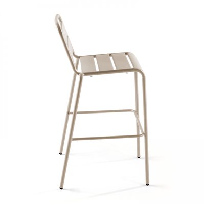 Palavas - Chaise haute en métal taupe - 105769 - 3663095035134