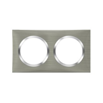Plaque Legrand Dooxie - 2 postes - carré - aluminium + chrome