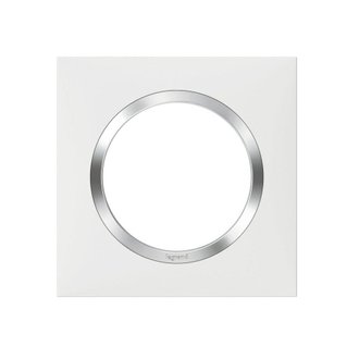 Plaque Legrand Dooxie - 1 poste - carré - blanc + chrome