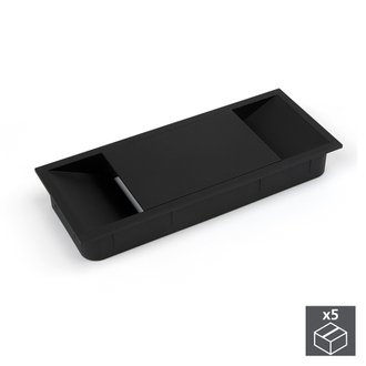 Emuca Passe-câbles table, rectangulaire, 152 x 61 mm, pour encastrer, Plastique, Noir, 5 un.