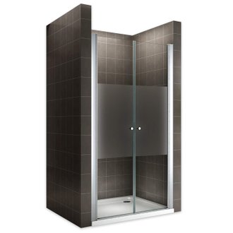 GINA Porte de douche battante H. 195 cm largeur réglable 84 à 88 cm verre semi-opaque